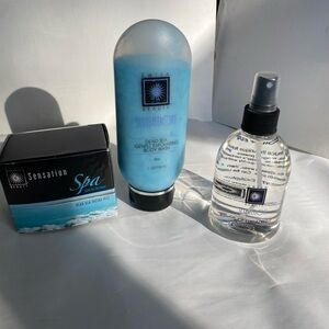 Sensation Blue Dead Sea Exfoliating Body Wash, facial peel and oil
